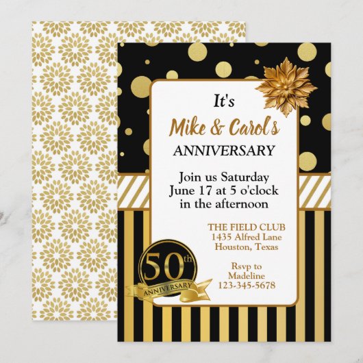 50周年エレガントパーティの招待状 招待状 (正面/裏面)