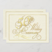 50周年エレガント招待状 – 安価 招待状 (正面/裏面)
