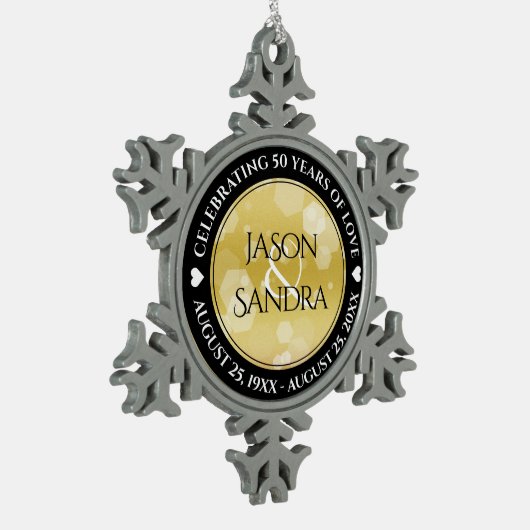 50周年エレガント記念結婚日 スノーフレークピューターオーナメント (左)