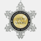 50周年エレガント記念結婚日 スノーフレークピューターオーナメント (正面)