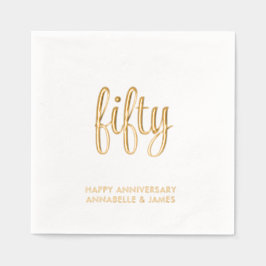 50周年エレガント金結婚箔ナプキンス 箔ナプキン