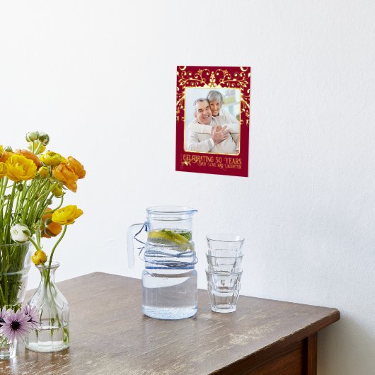 50周年カスタムを記念して自分の写真を結婚追加 箔ポスター (レイダウン (キッチン))