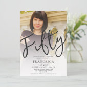 50周年カスタムフォトスクリプト誕生日 招待状 (スタンド正面)