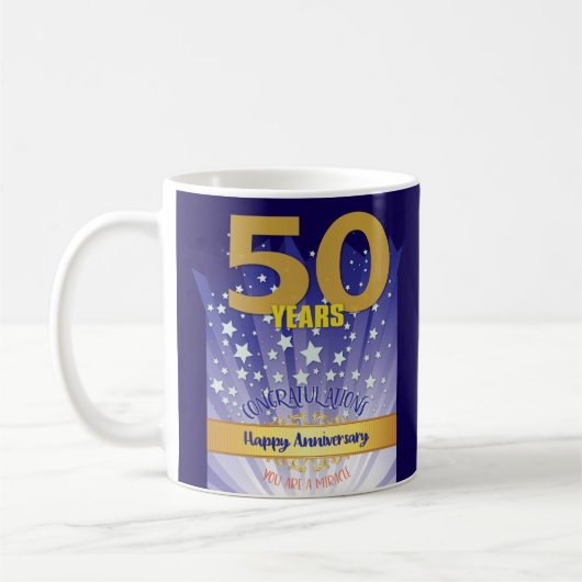 50周年カスタムリカバリー記念日 太字数字 コーヒーマグカップ (左)
