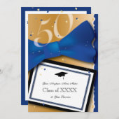 50周年クラス再会ロイヤルブルーアクセントカラー 招待状 (正面/裏面)