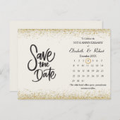 50周年グリッター結婚の日付カレンダー 案内ポストカード (正面/裏面)