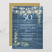 50周年グリーンリース ストリングライト 青い木 招待状 (正面/裏面)