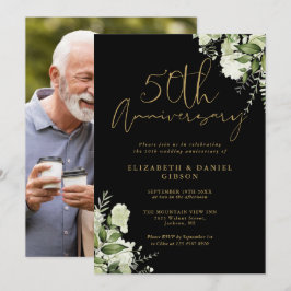 50周年グリーン ブラック＆ゴールド フォト 招待状