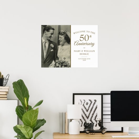 50周年ゴールデンアニバーサリー結婚式写真ウェルカムサイン ポスター (ホームオフィス)