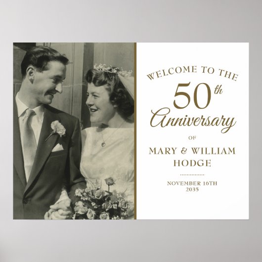 50周年ゴールデンアニバーサリー結婚式写真ウェルカムサイン ポスター (正面)