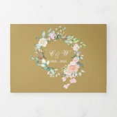 50周年ゴールデンアニバーサリー ウェディング ローズ フラワーリング 三つ折り招待状 (カバー)