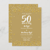 50周年ゴールデンアニバーサリー ライトなMr. Mrs. セーブ・ザ・デート 案内ポストカード (正面/裏面)