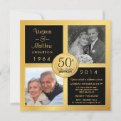 50周年ゴールデンアニバーサリー 過去と現在の写真付き 招待状 (正面)