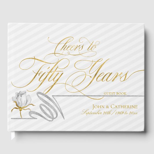 50周年ゴールデンアニバーサリー 50年のお祝い ゴールド ゲストブック (正面)