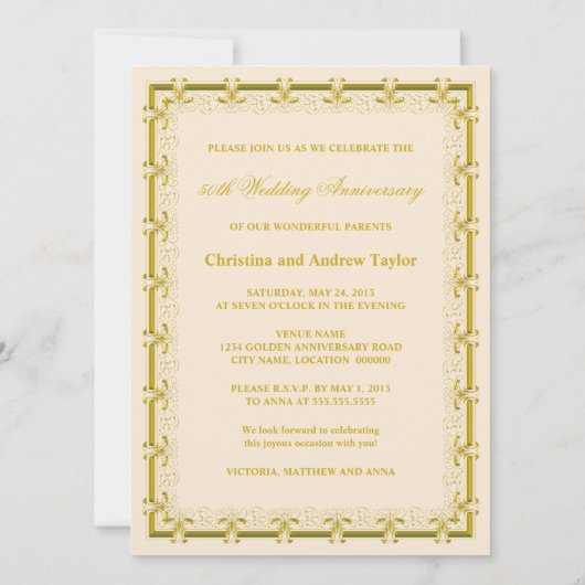 50周年ゴールデンウェディングアニバーサリーお祝い写真 招待状 (裏面)