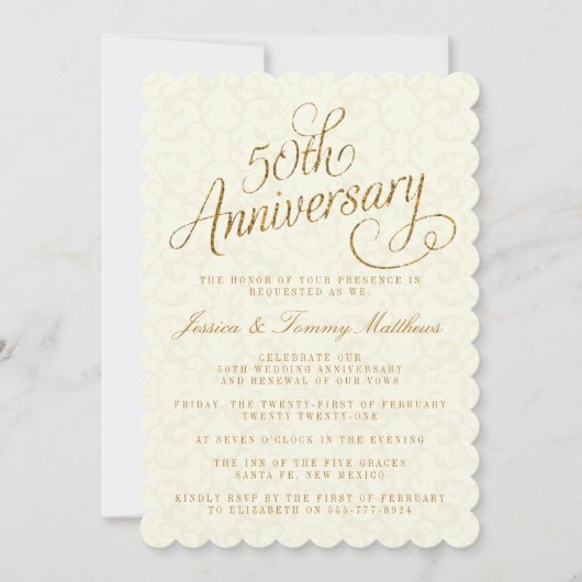 50周年ゴールデンウェディングアニバーサリーの招待状 招待状 (正面)