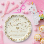 50周年ゴールデンウェディングアニバーサリーの紙皿 ペーパープレート (パーティー)