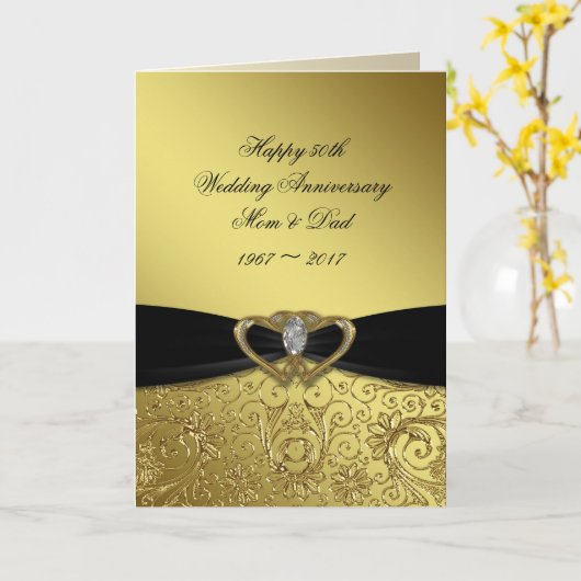 50周年ゴールデンウェディングアニバーサリーグリーティングカード カード (黄色い花)