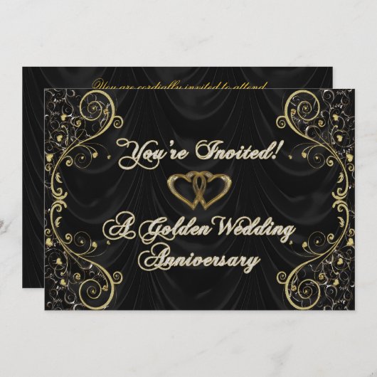 50周年ゴールデンウェディングアニバーサリー招待状カード 招待状 (正面/裏面)