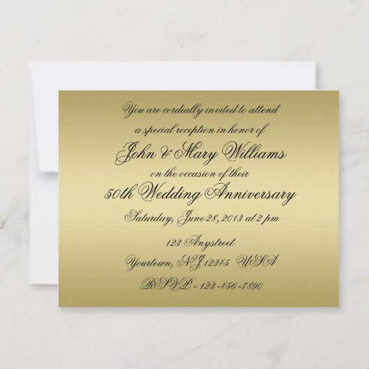 50周年ゴールデンウェディングアニバーサリー招待状カード 招待状 (裏面)