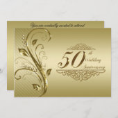 50周年ゴールデンウェディングアニバーサリー招待状カード 招待状 (正面/裏面)