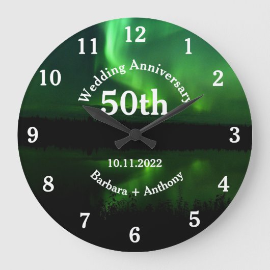 50周年ゴールデンウェディングアニバーサリー オーロラボレアリス ラージ壁時計 (正面)