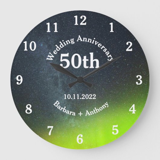 50周年ゴールデンウェディングアニバーサリー オーロラボレアリス ラ ラージ壁時計 (正面)