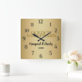 50周年ゴールデンウェディングアニバーサリー ネーム スクエア壁時計 (ホーム)