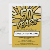 50周年ゴールデンウェディングアニバーサリー ファン レトロ 招待状 (正面)