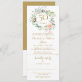 50周年ゴールデンウェディングアニバーサリー フローラル RSVP 招待状 (正面/裏面)