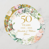 50周年ゴールデンウェディングアニバーサリー ローズ ガーランド 招待状 (正面/裏面)