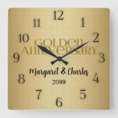 50周年ゴールデンウェディングネーム スクエア壁時計 (正面)