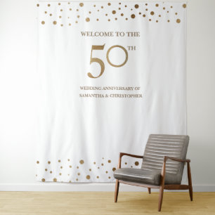 50周年ゴールデンウェディング フォトバックドロップ タペストリー