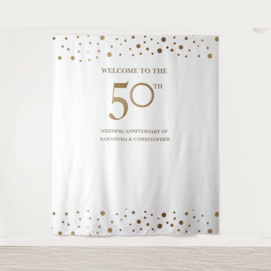 50周年ゴールデンウェディング フォトバックドロップ タペストリー (正面)