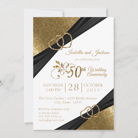 50周年ゴールデンハートアニバーサリーデザイン 招待状 (正面)