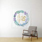 50周年ゴールデンフローラルブルーベルリース タペストリー (インサイチュ(横))