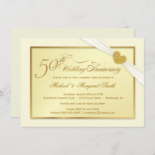 50周年ゴールドウェディングアニバーサリー豪華招待状 招待状 (正面/裏面)