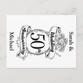 50周年ゴールドウェディングアニバーサリー ローズ ポストカード (正面)