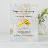 50周年ゴールドグリッターウェディングエレガントチック 招待状 (スタンド正面)