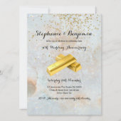 50周年ゴールドグリッターウェディングエレガントチック 招待状 (正面)