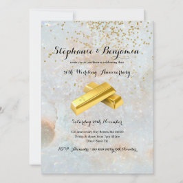 50周年ゴールドグリッターウェディングエレガントチック 招待状