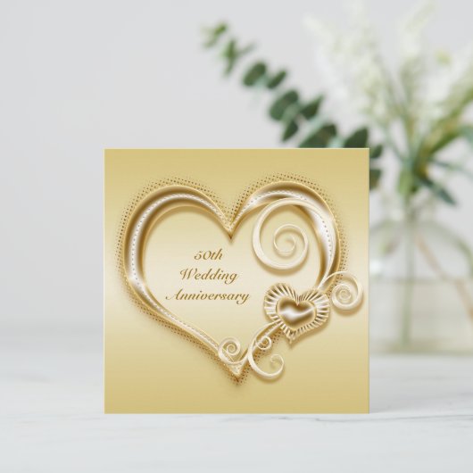 50周年ゴールドハート招待状 招待状 (スタンド正面)