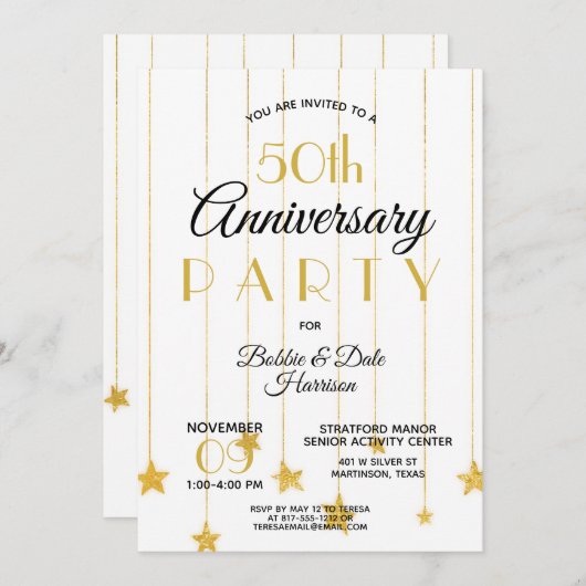 50周年ゴールドパーティー カスタムイベント 招待状 (正面/裏面)
