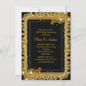 50周年ゴールドブラックダイヤモンド フローラル スワール 招待状 (裏面)