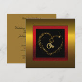 50周年ゴールド結婚記念日パーティー招待状 招待状 (正面/裏面)