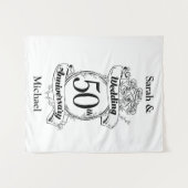 50周年ゴールド結婚記念日ローズ タペストリー (正面(横))