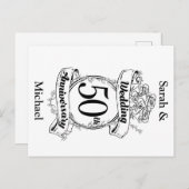 50周年ゴールド結婚記念日ローズ ポストカード (正面/裏面)