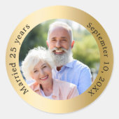 50周年ゴールド結婚記念日写真 ラウンドシール (正面)