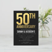 50周年ゴールド結婚記念日 ブラック&ゴールドパーティ 招待状 (スタンド正面)