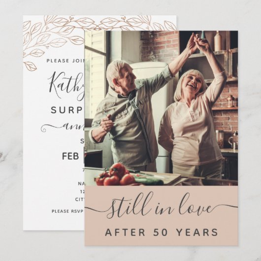 50周年サプライズパーティー招待状 招待状 (正面/裏面)